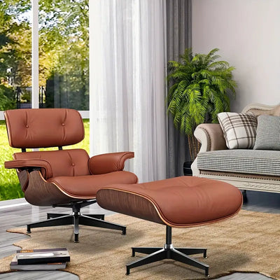 Premium Mid Century Modern Iconic Lounge Chair & Ottoman Set