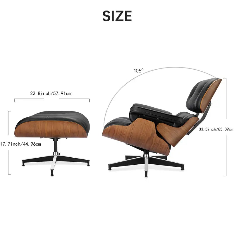 Premium Mid Century Modern Iconic Lounge Chair & Ottoman Set