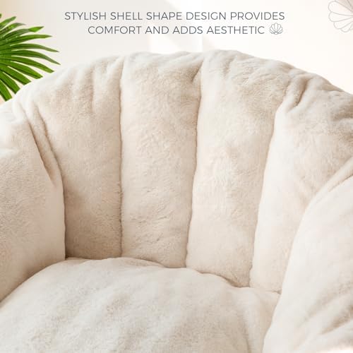 Giant Faux Fur Shell-Shaped Bean Bag Floor Sofa