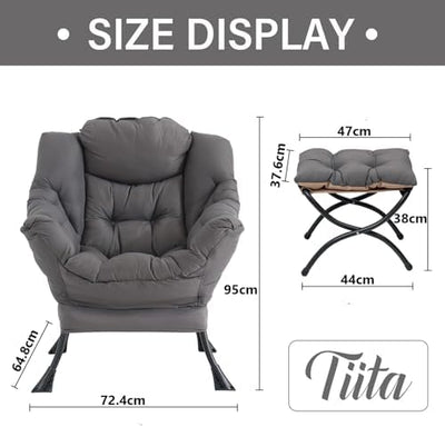 Lazy Chair with Ottoman, Modern Large Accent Lounge Chair, Leisure Sofa Armchair with Ottoman