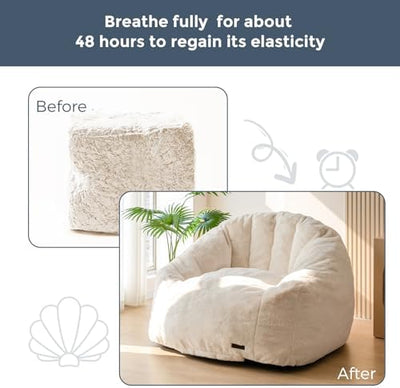 Giant Faux Fur Shell-Shaped Bean Bag Floor Sofa