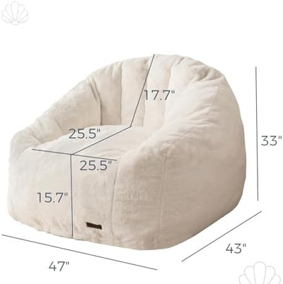 Giant Faux Fur Shell-Shaped Bean Bag Floor Sofa