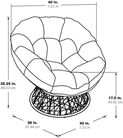 Wicker Papasan Chair with 360-Degree Swivel