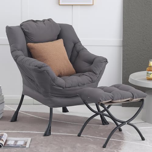 Lazy Chair with Ottoman, Modern Large Accent Lounge Chair, Leisure Sofa Armchair with Ottoman