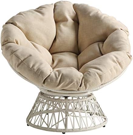 Wicker Papasan Chair with 360-Degree Swivel