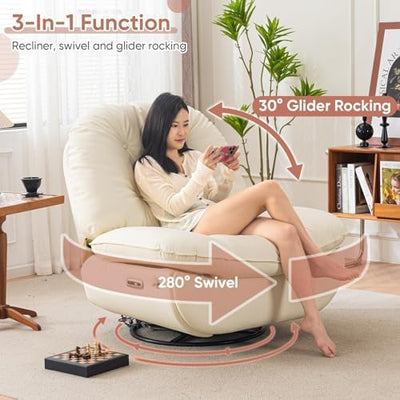 Oversized Electric Recliner Chair 360 Swivel Rocking Glider Rocker & Smart Theater Seating