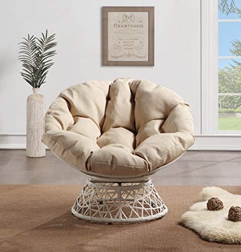 Wicker Papasan Chair with 360-Degree Swivel