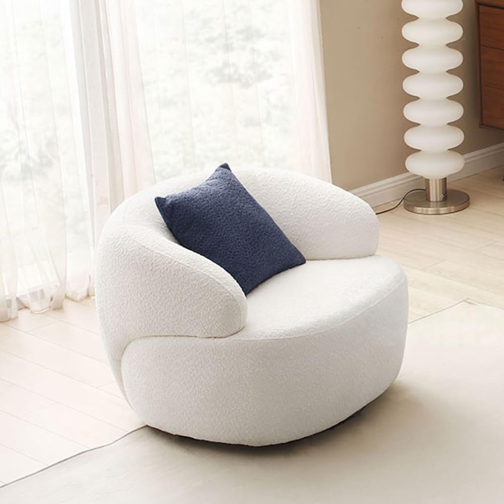 Modern Leisure Round Back Boucle Barrel Sofa Set