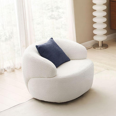 Modern Leisure Round Back Boucle Barrel Sofa Set