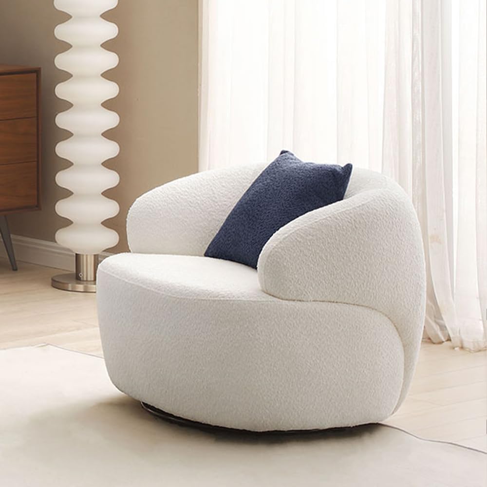 Modern Leisure Round Back Boucle Barrel Sofa Set