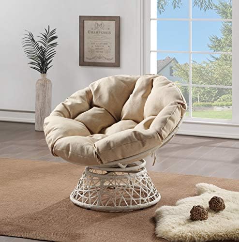 Wicker Papasan Chair with 360-Degree Swivel