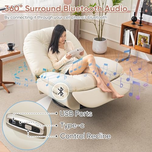 Oversized Electric Recliner Chair 360 Swivel Rocking Glider Rocker & Smart Theater Seating