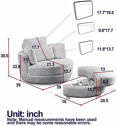 Modern Accent Round Loveseat Circle Swivel Barrel Chair