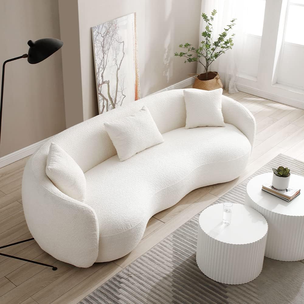 Modern Leisure Round Back Boucle Barrel Sofa Set