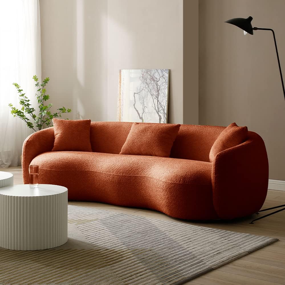 Modern Leisure Round Back Boucle Barrel Sofa Set