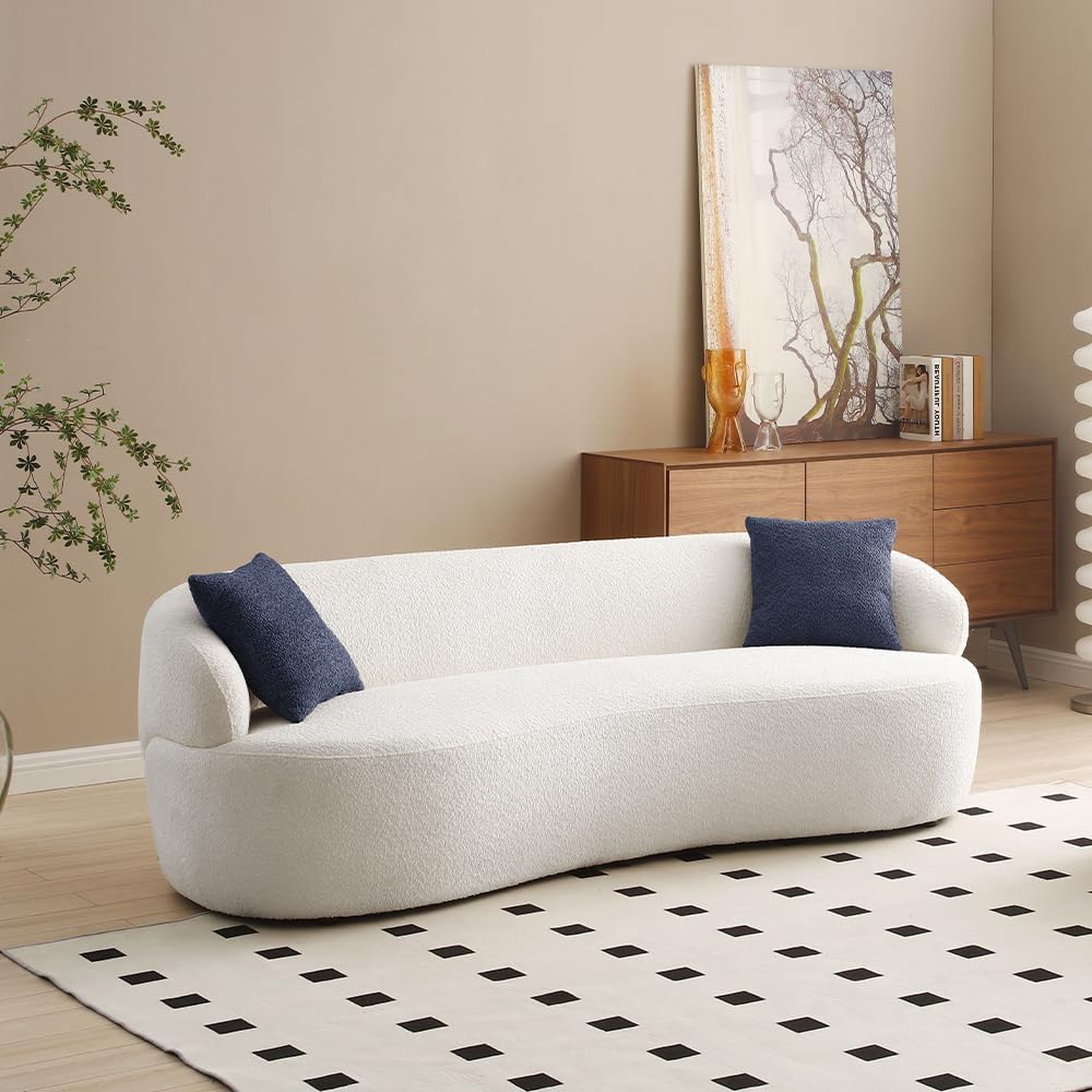 Modern Leisure Round Back Boucle Barrel Sofa Set