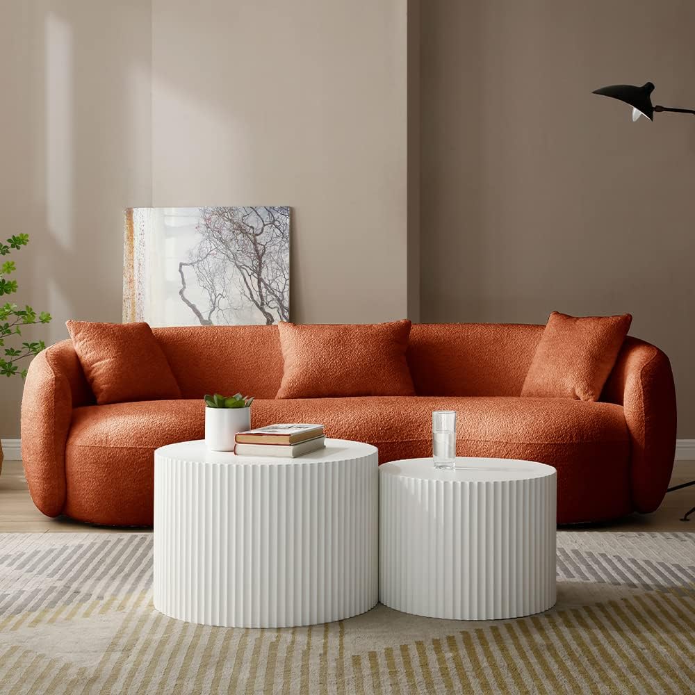 Modern Leisure Round Back Boucle Barrel Sofa Set