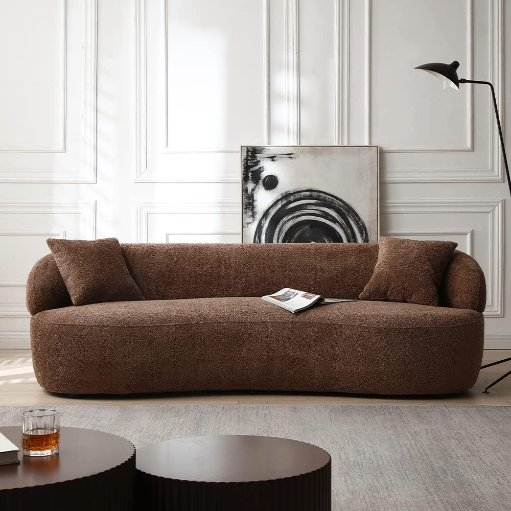 Modern Leisure Round Back Boucle Barrel Sofa Set