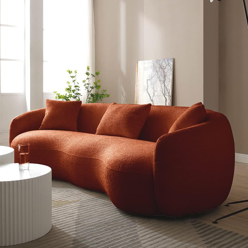 Modern Leisure Round Back Boucle Barrel Sofa Set