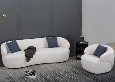 Modern Leisure Round Back Boucle Barrel Sofa Set