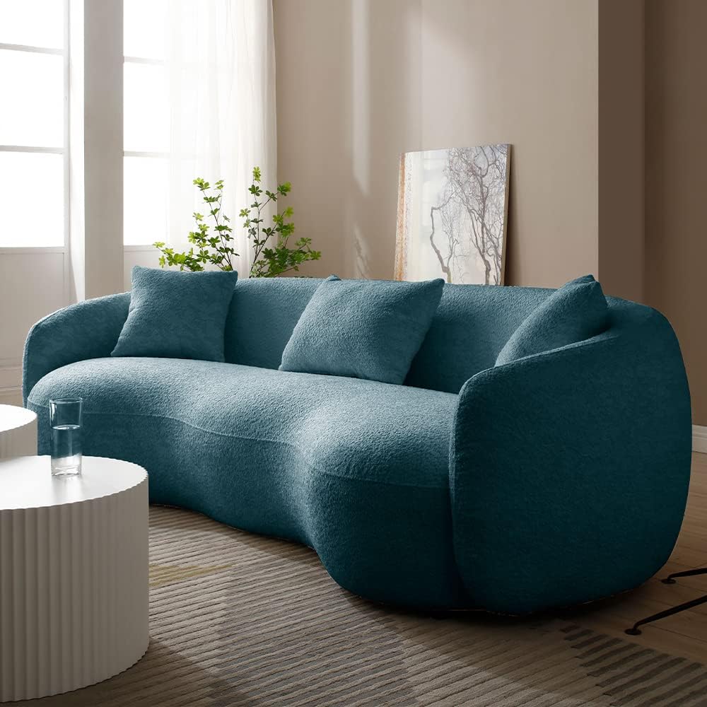 Modern Leisure Round Back Boucle Barrel Sofa Set