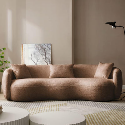 Modern Leisure Round Back Boucle Barrel Sofa Set