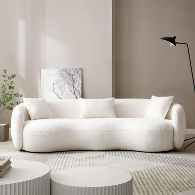 Modern Leisure Round Back Boucle Barrel Sofa Set