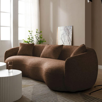 Modern Leisure Round Back Boucle Barrel Sofa Set