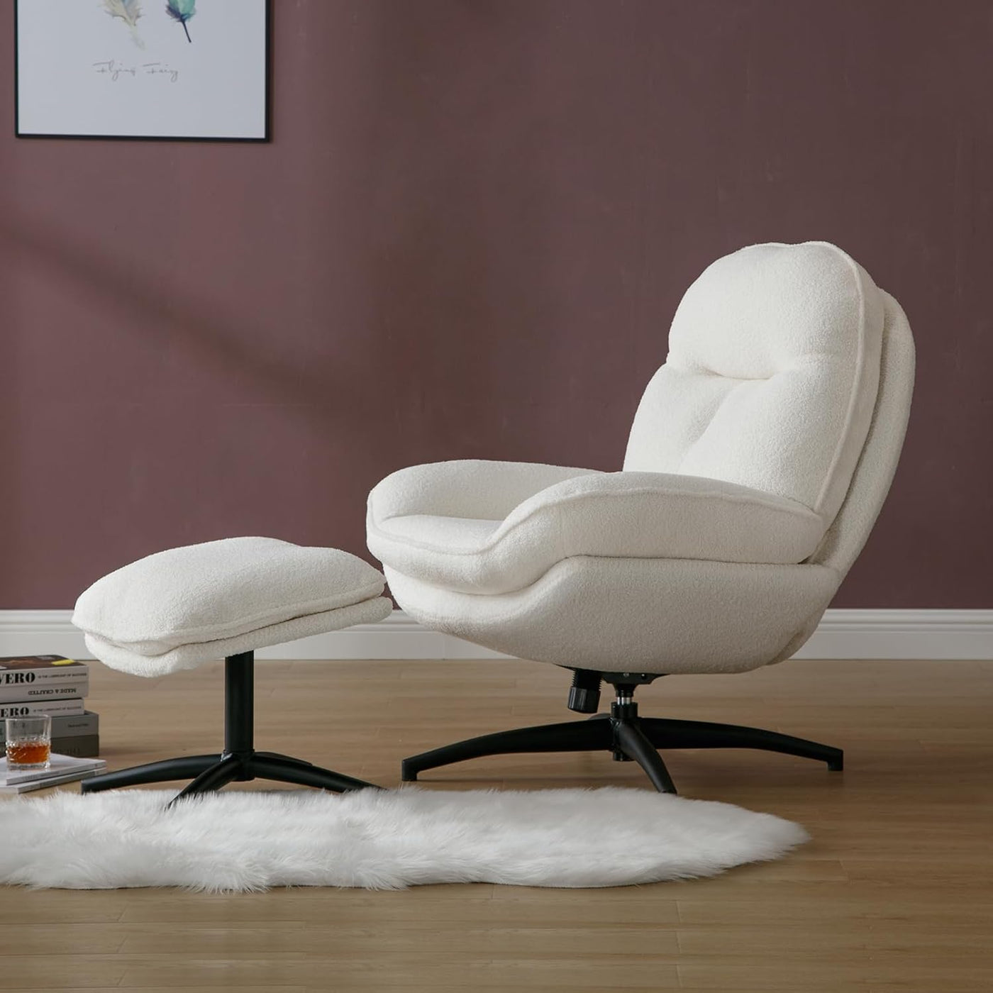 Modern 360° Swivel Accent Chair With Ottoman