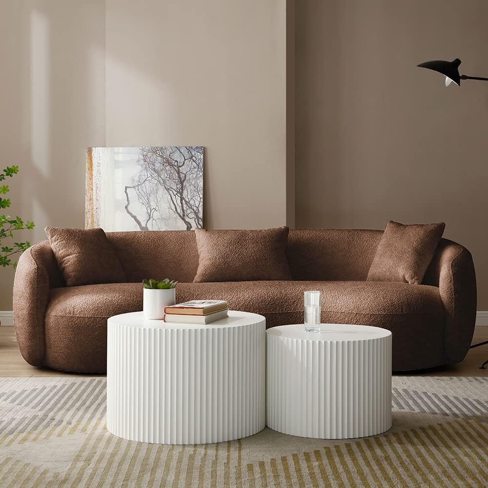 Modern Leisure Round Back Boucle Barrel Sofa Set