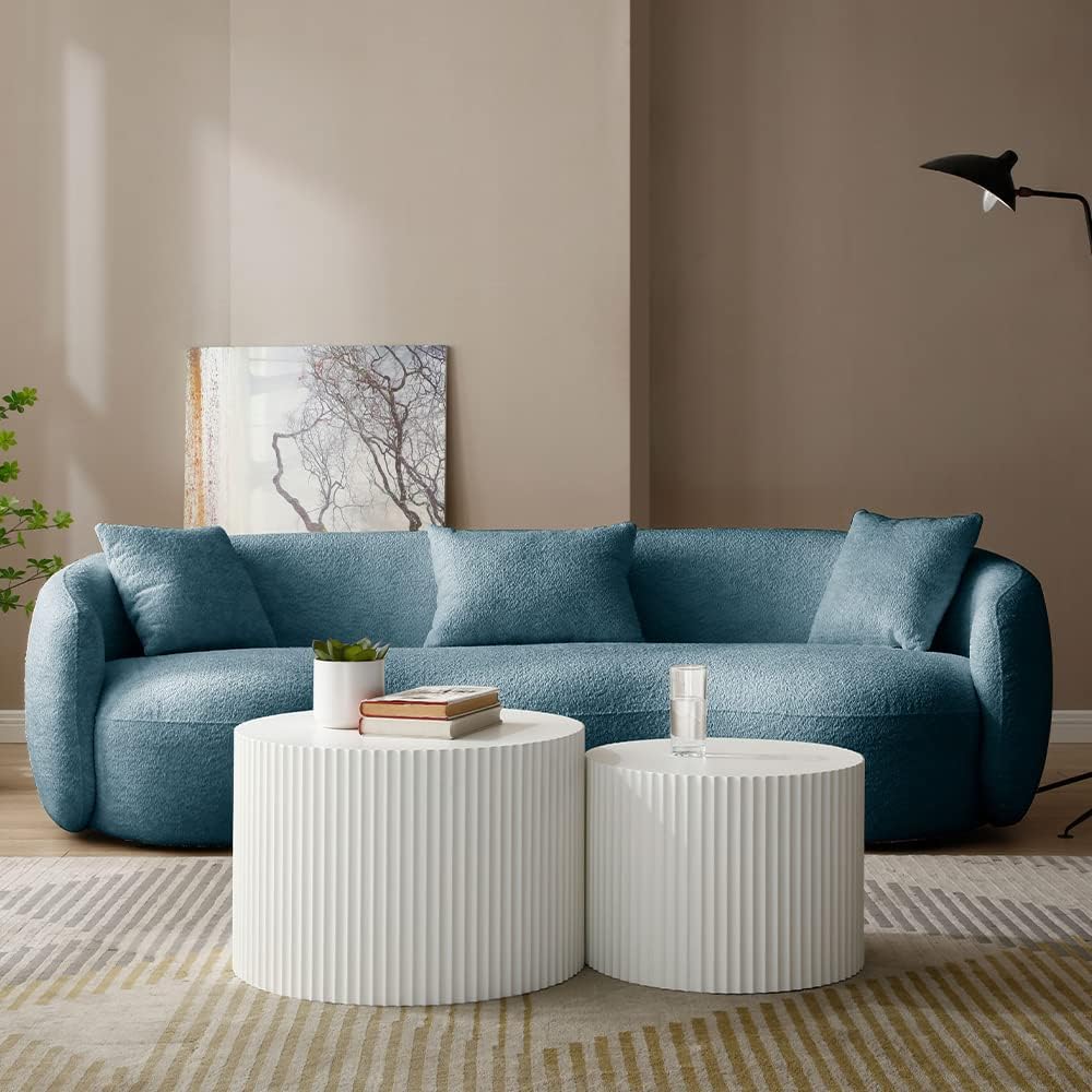 Modern Leisure Round Back Boucle Barrel Sofa Set