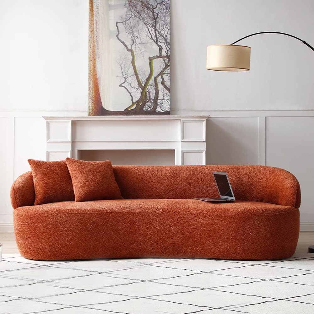 Modern Leisure Round Back Boucle Barrel Sofa Set