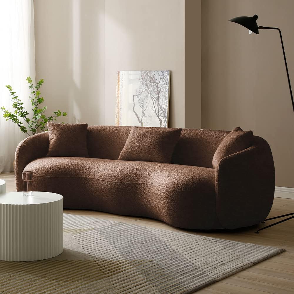 Modern Leisure Round Back Boucle Barrel Sofa Set