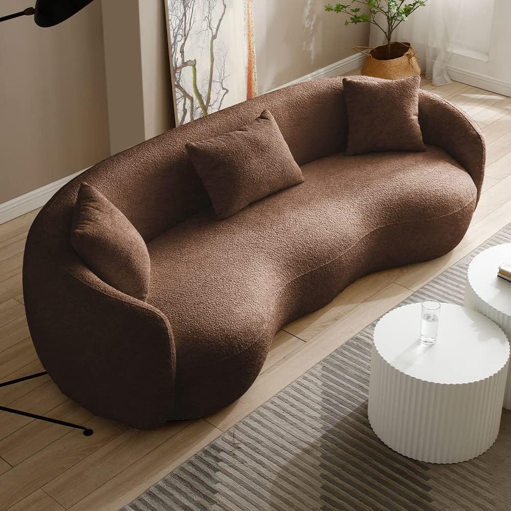 Modern Leisure Round Back Boucle Barrel Sofa Set