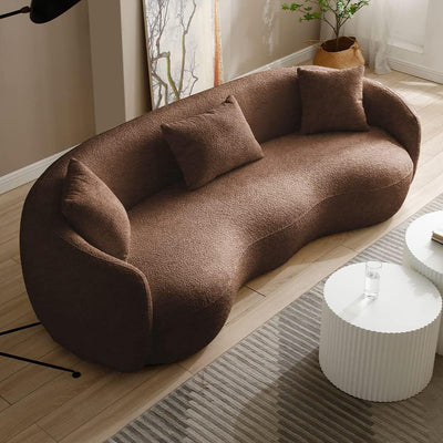 Modern Leisure Round Back Boucle Barrel Sofa Set