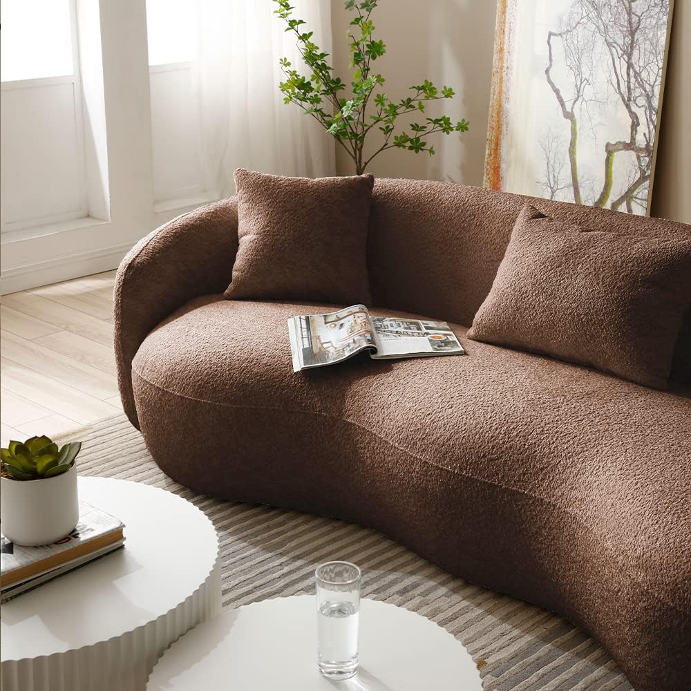 Modern Leisure Round Back Boucle Barrel Sofa Set