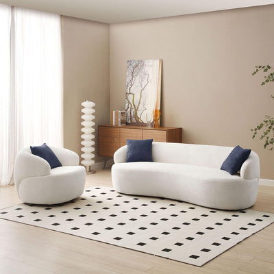 Modern Leisure Round Back Boucle Barrel Sofa Set