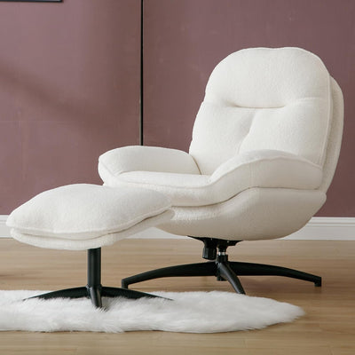 Modern 360° Swivel Accent Chair With Ottoman