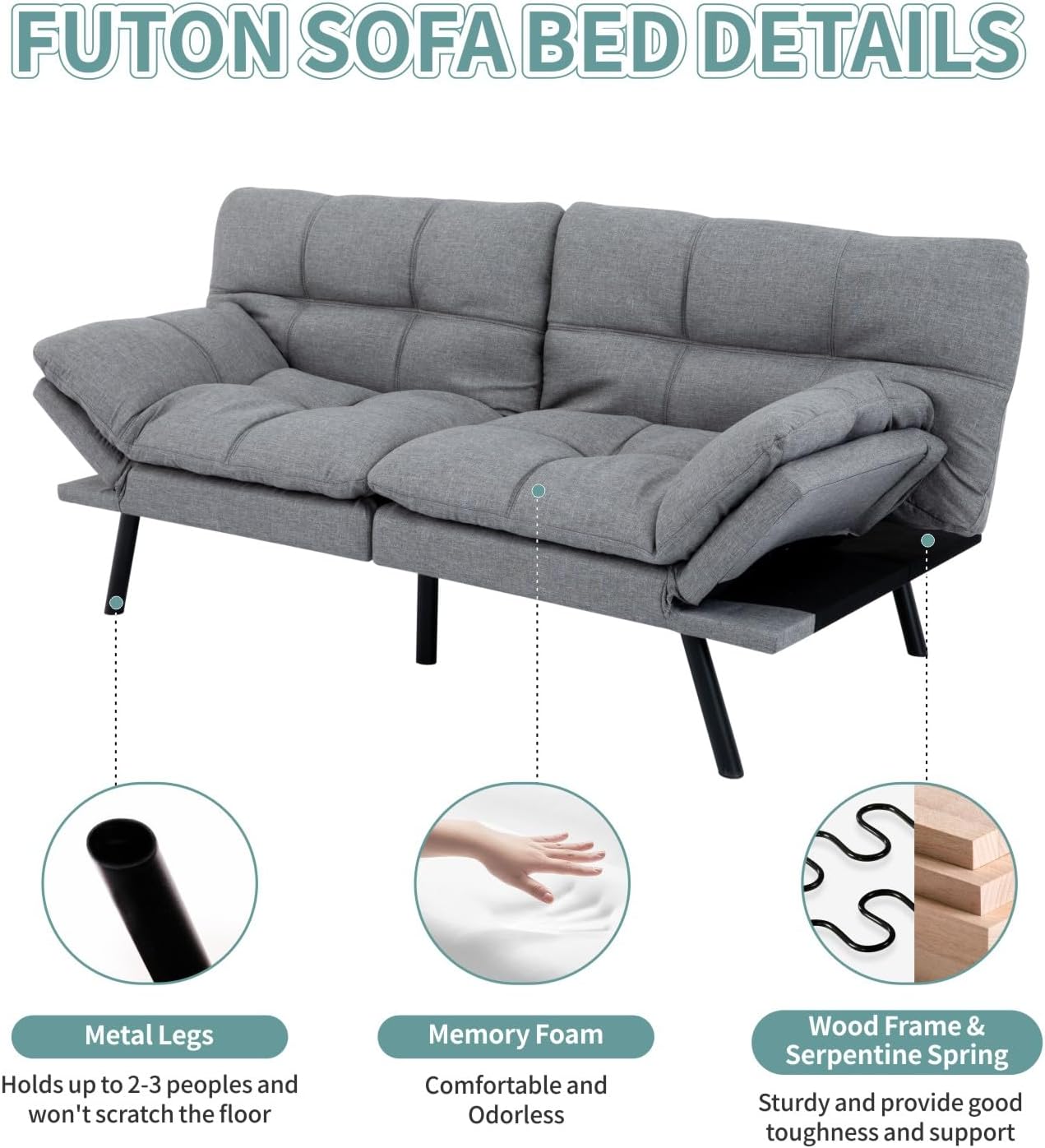 Modern Convertible Love Seat Sofa