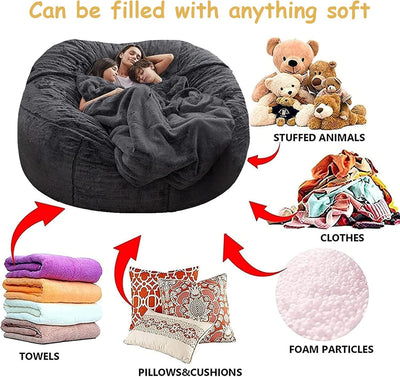 Soft Fluffy Fur Lazy Bean Bag Cover