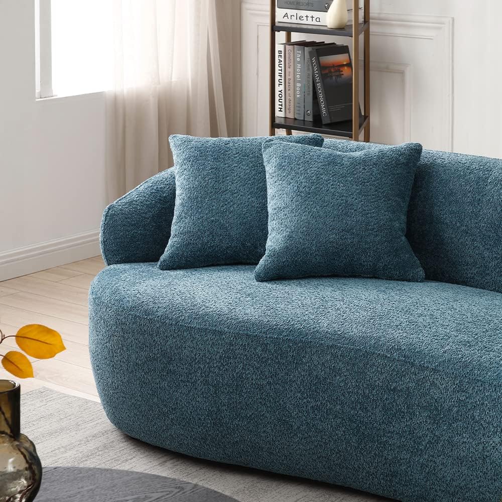 Modern Leisure Round Back Boucle Barrel Sofa Set