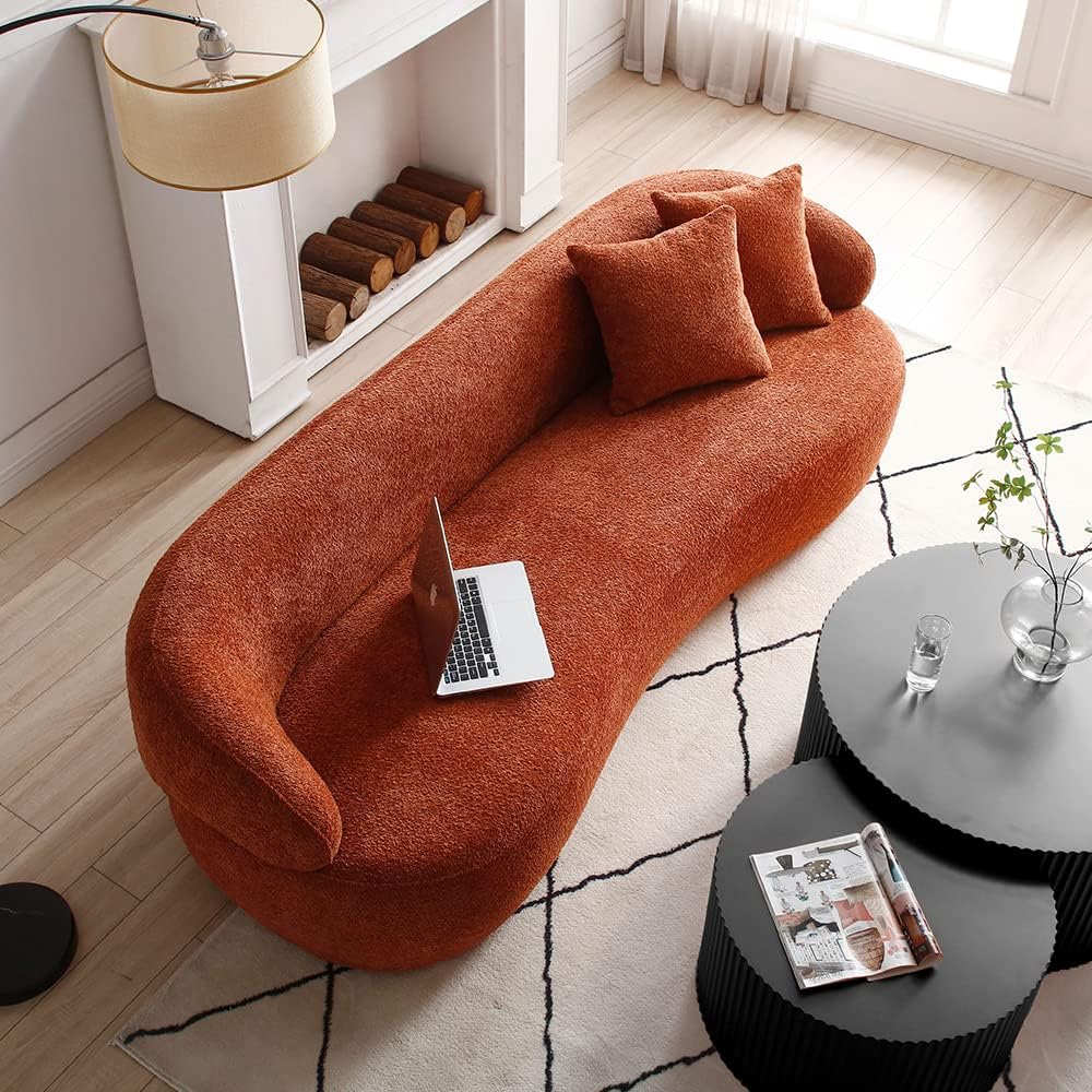 Modern Leisure Round Back Boucle Barrel Sofa Set