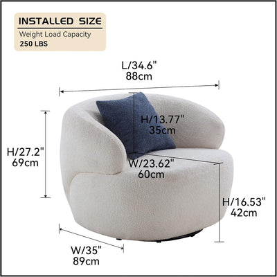 Modern Leisure Round Back Boucle Barrel Sofa Set