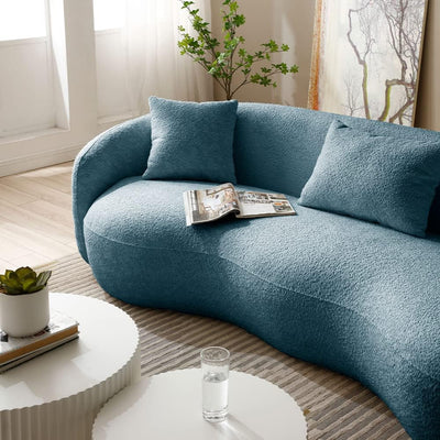 Modern Leisure Round Back Boucle Barrel Sofa Set