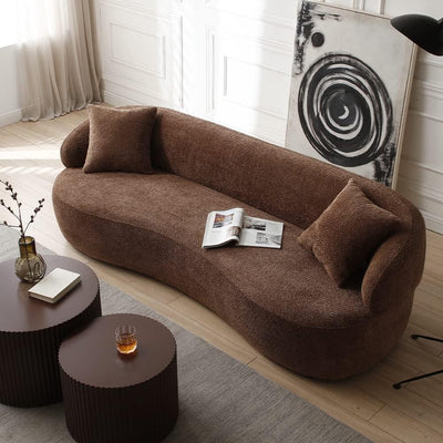 Modern Leisure Round Back Boucle Barrel Sofa Set