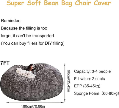 Soft Fluffy Fur Lazy Bean Bag Cover