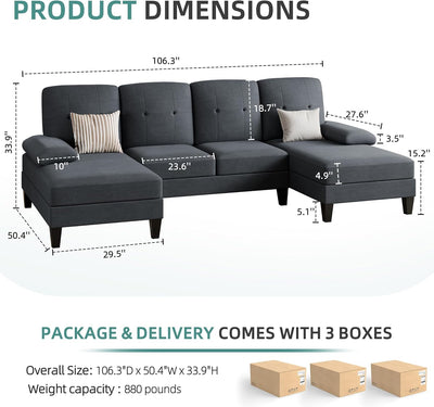 4 Seat U-Shaped Sectional Sofa