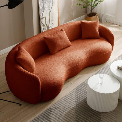 Modern Leisure Round Back Boucle Barrel Sofa Set