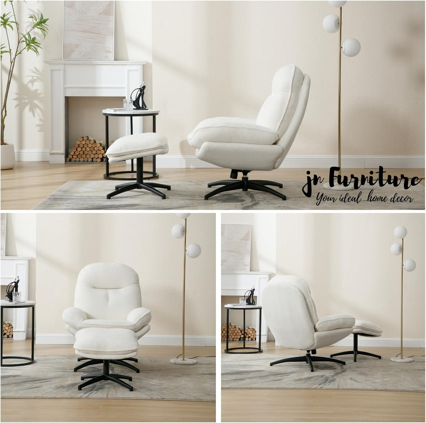 Modern 360° Swivel Accent Chair With Ottoman