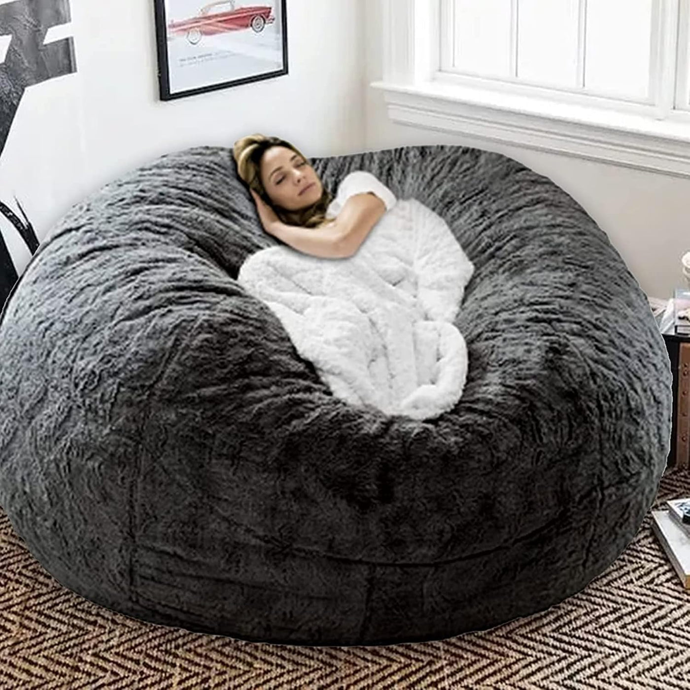 Soft Fluffy Fur Lazy Bean Bag Cover